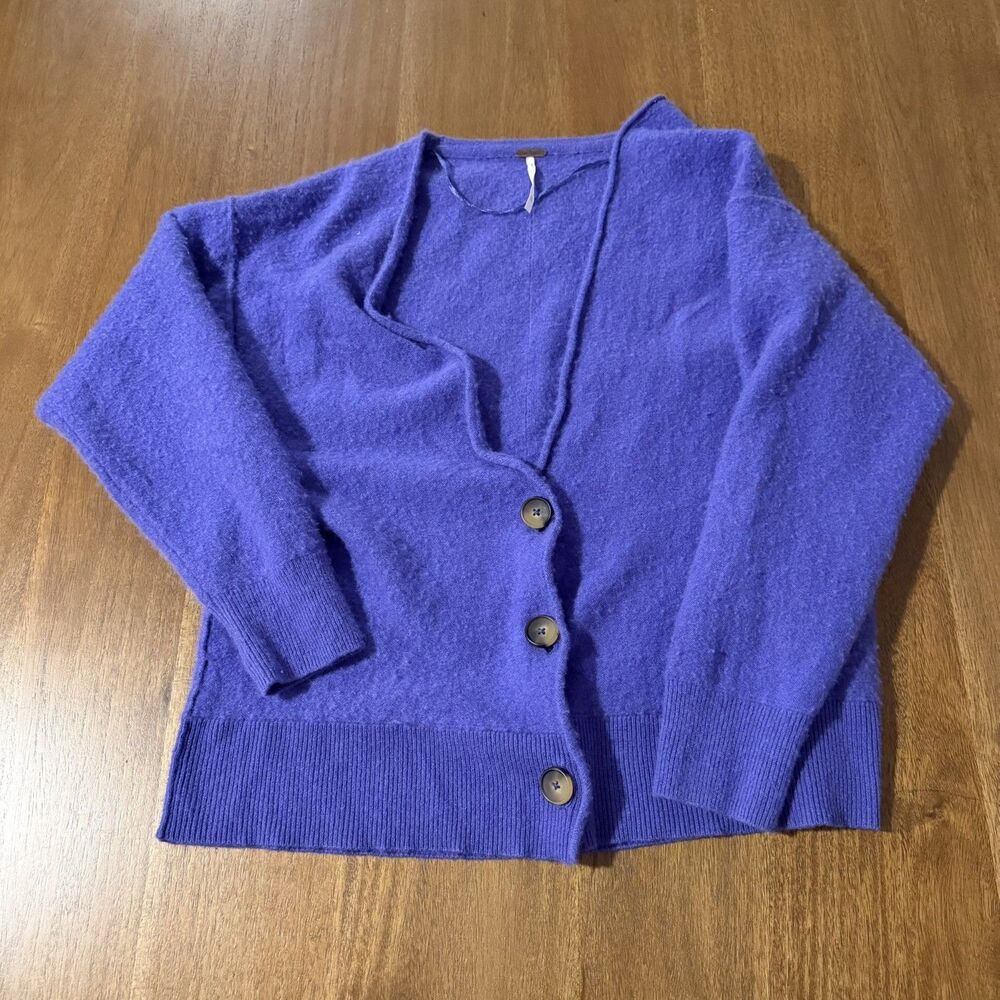 Free People 100% Cashmere Purple Oversized Cardigan Sweater Women’s NWOT